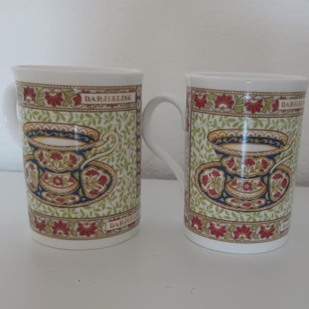 CROWN TRENT FINE BONE CHINA DARJEELING TEA CUP ELEPHANT MADE IN ENGLAND LOT OF 2